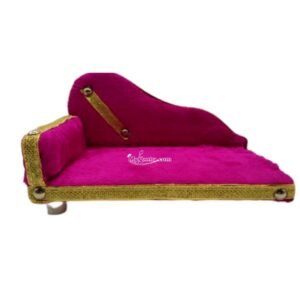 Pink Velvet Foldable Singhasan Cum Bed