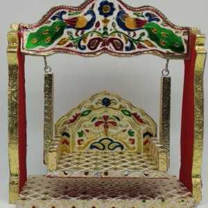 Traditional Rajasthani Meenakari Wooden Chowki Throne