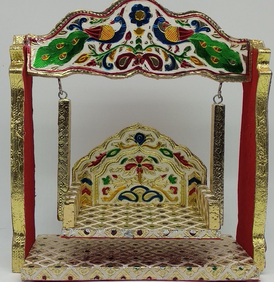 Traditional Rajasthani Meenakari Wooden Chowki Throne