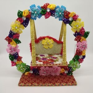 Royal Floral Decorated Wooden Jhula with Chhatar
