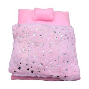 Winter Velvet Rajai Gadda Set - Soft Pink & Star Design